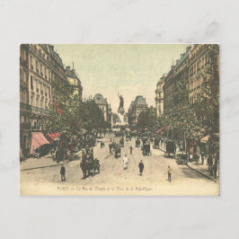 Vintage La Place de la Republique, Parijs, Frankri Briefkaart