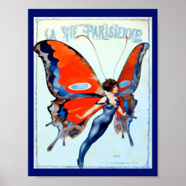Vintage La Vie Parisienne Butterfly Lady Afbeeldin Poster