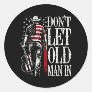 Vintage Laat Oude Man Niet Binnen Amerikaanse Vlag Ronde Sticker