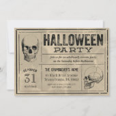 Vintage Label Halloween Party Invitation Skulls Kaart (Voorkant)