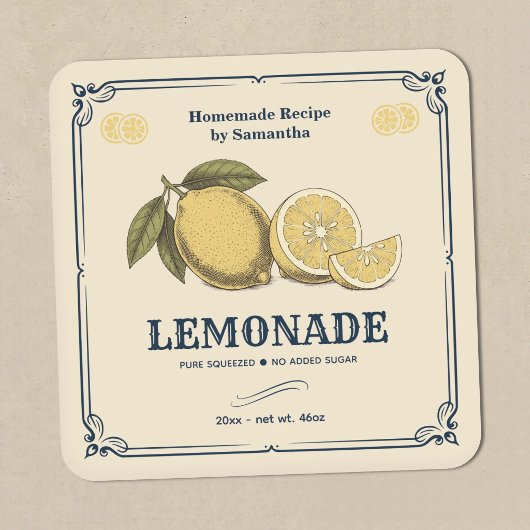 Vintage Label Sticker voor Citroenlimonade