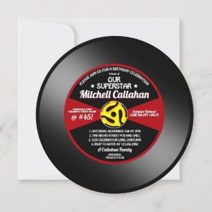 Vintage Label Vinyl 45 Record Verjaardagsfeest Kaart