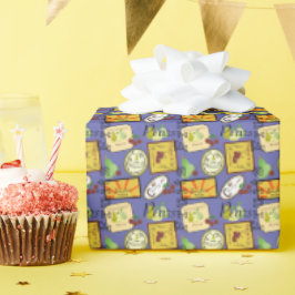 Vintage Labels Orange Yellow Cadeaupapier