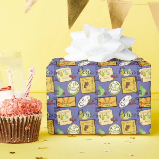 Vintage Labels Orange Yellow Cadeaupapier (Verjaardagsfeest)