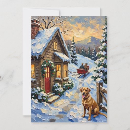 Vintage Labrador Retriever Christmas Cottage Feestdagenkaart (Voorkant)