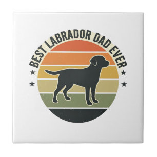 Vintage Labrador Vader Zonsondergang Hond Vector S Tegeltje