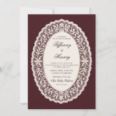 Vintage Lace Burgundy Wedding Invitation Kaart (Voorkant)