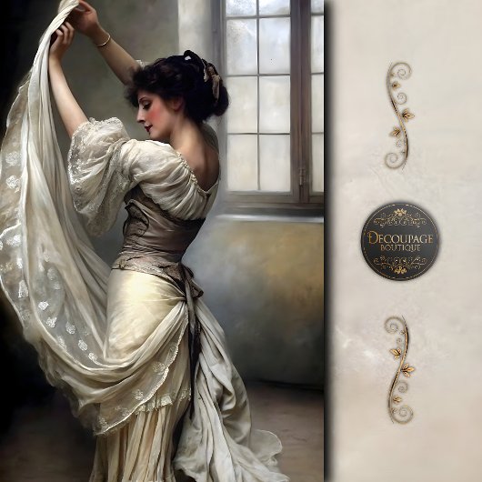 Vintage Lace Dancer by Window Decoupage Tissuepapier