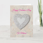 Vintage Lace Heart And Flowers Valentine Feestdagen Kaart (Voorkant)