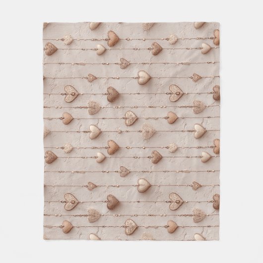 Vintage Lace Heart Strings Fleece Deken (Voorkant)