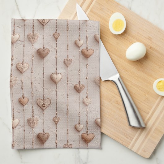 Vintage Lace Heart Strings Theedoek (Quarter Fold)