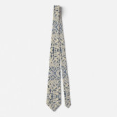 Vintage Lace-Inspired Pattern in Navy Champagne Stropdas (Voorkant)