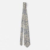Vintage Lace-Inspired Pattern in Navy Champagne Stropdas (Achterkant)