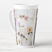 Vintage Lace Pressed Flower Shabby Chic Latte Mok (Linkerhoek)