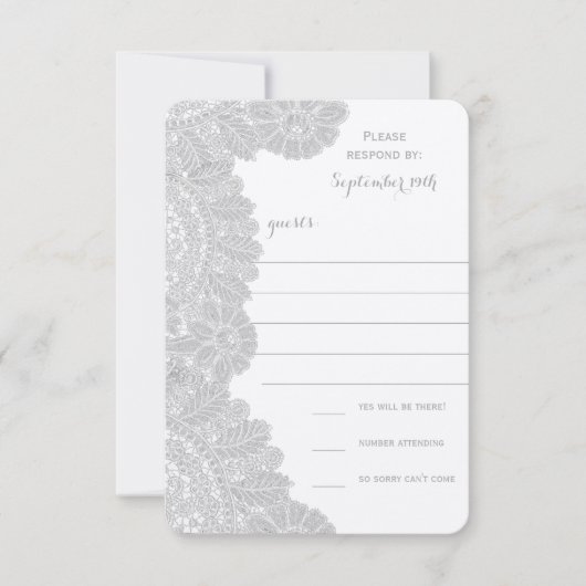 Vintage Lace Wedding RSVP Kaartje (Voorkant)