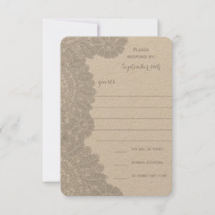 Vintage Lace Wedding RSVP Kaartje