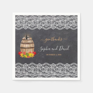 Vintage Lace Winery Chalk Thanksgiving Wedding Servet