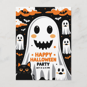 Vintage Lachende Geest Halloween-feest Feestdagenkaart
