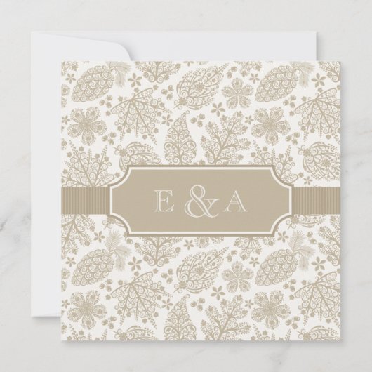 Vintage Lacy Leaves Fall Wedding Uitnodiging (Achterkant)