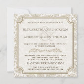 Vintage Lacy Leaves Fall Wedding Uitnodiging (Voorkant)