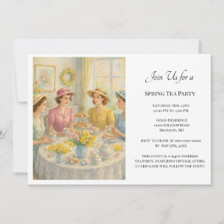 Vintage Ladies Spring Tea Party  Kaart
