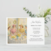Vintage Ladies Spring Tea Party  Kaart (Staand voorkant)