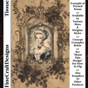 Vintage Lady Barok Frame Sepia CW9L Decoupage Tissuepapier