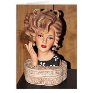 Vintage Lady Head Vase Big Kurkentrekker Hair Kaar