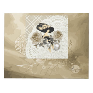 Vintage Lady Ivory Lace Rozen & Rhinestones Notiti Notitieblok