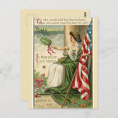 Vintage Lady Liberty Groene Jurk Memorial Day Briefkaart (Voorkant / Achterkant)