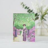 Vintage Lady Rhododendron Garden Briefkaart (Staand voorkant)