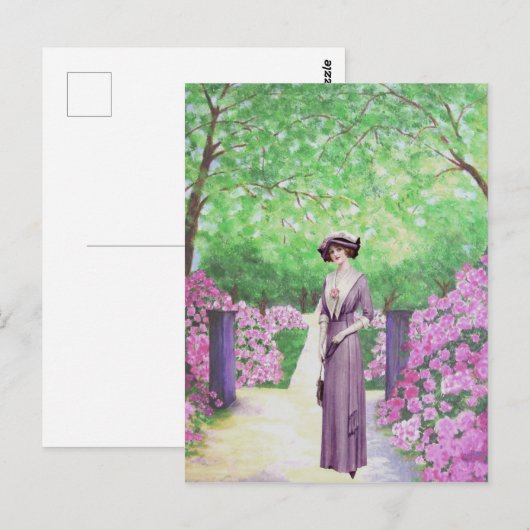 Vintage Lady Rhododendron Garden Briefkaart (Voorkant / Achterkant)