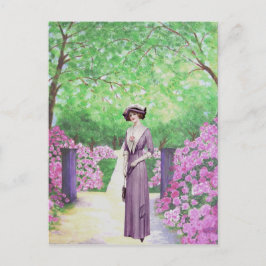 Vintage Lady Rhododendron Garden Briefkaart