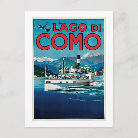 Vintage Lago di Como Briefkaart (Voorkant)