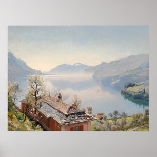 Vintage Lago di Como Italië Landschap Olie Kunst Poster