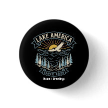 Vintage Lake America Wildernis Kunst Retro Zonsopg