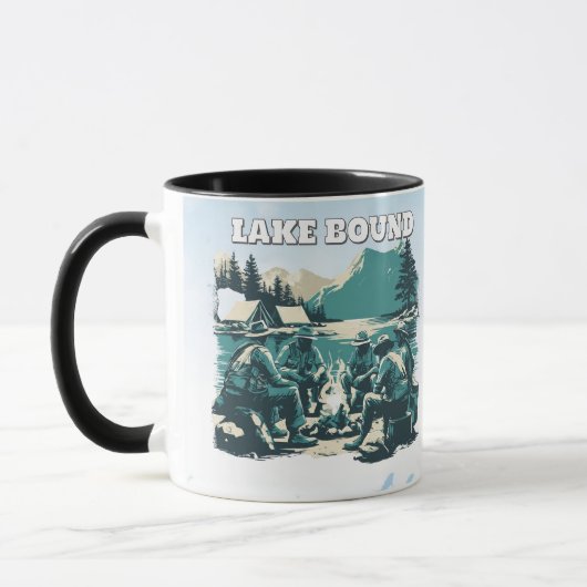 Vintage Lake Bound Camping Campfire Graphic Mok (Links)