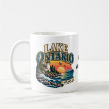 Vintage Lake Ontario Vuurtoren Zonsondergang Grafi