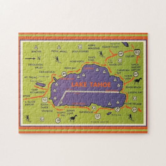 Vintage Lake Tahoe Map  Legpuzzel (Horizontaal)