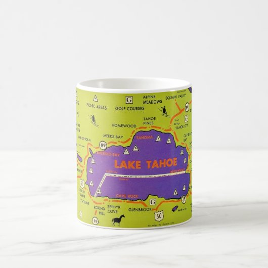 Vintage Lake Tahoe Map Mug Koffiemok (Center)
