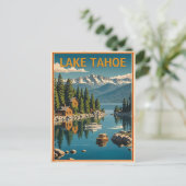 Vintage Lake Tahoe Retro Nature Landscape Rustic Briefkaart (Staand voorkant)