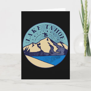 Vintage Lake Tahoe Skien Sneeuw Bergen Kaart