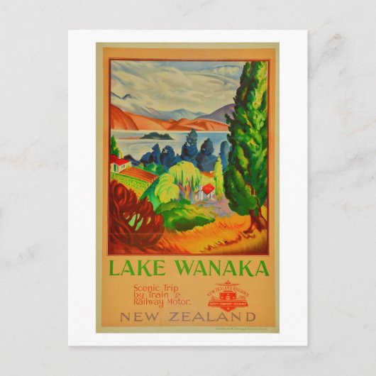Vintage Lake Wanaka Nieuw-Zeeland Briefkaart (Voorkant)