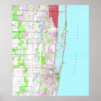 Vintage Lake Worth & Boynton Beach FL-kaart (1945)