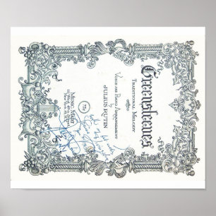 Vintage lakmuziek - Greensleeves Autograded Poster