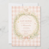 Vintage Lamb Floral Baby Shower Kaart (Voorkant)