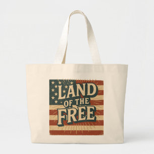 Vintage Land of the Free USA Onafhankelijkheidsdag Grote Tote Bag