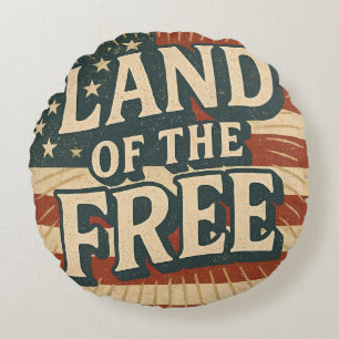 Vintage Land of the Free USA Onafhankelijkheidsdag Rond Kussen