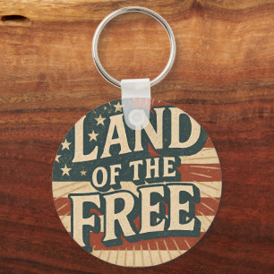 Vintage Land of the Free USA Onafhankelijkheidsdag Sleutelhanger
