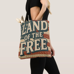 Vintage Land of the Free USA Onafhankelijkheidsdag Tote Bag